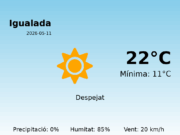 AEMET: El temps per a Igualada – 11 de Maig de 2026