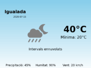Previsió de l’AEMET a Igualada avui 15 de Juliol de 2026