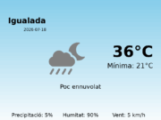 El temps avui 18 de Juliol de 2026 a Igualada segons l’AEMET